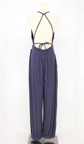 NWT FREE PEOPLE MOVEMENT Halter Neck Keyhole Front Viscose Purple Jumpsuit Sz M - Picture 4 of 10