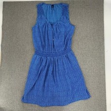 Gap Blue Smocked Dress Sleeveless Lightweight Scoop Neck Front Tie Medium