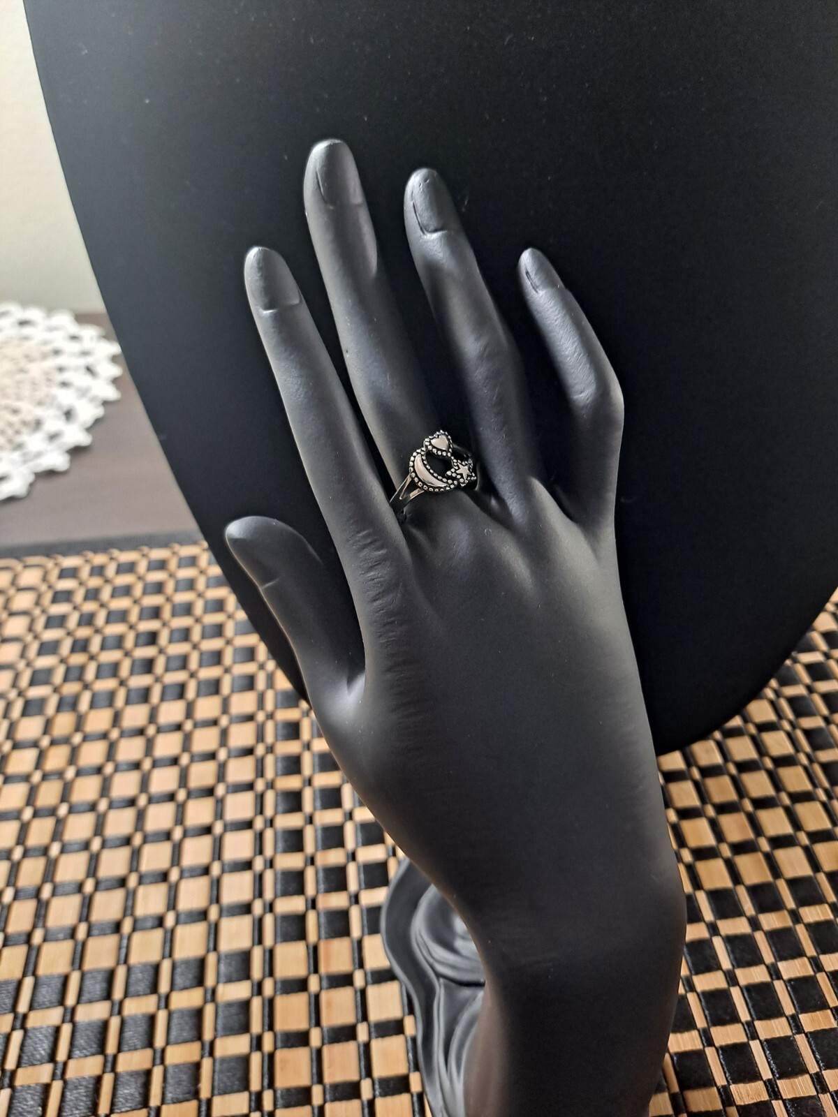 Sterling Silver Celestial Moon Star And Heart Ring - image 4