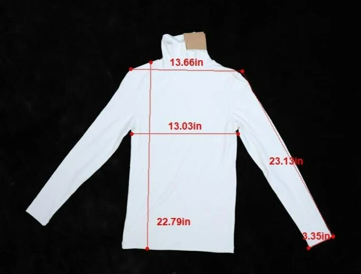 迷你紧身纯色白色长袖罗纹高领青年女孩 11-12 岁 — 第 2/4 张图片