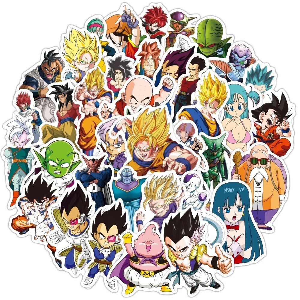 50 PCS Dragon Ball Z Stickers Anime Car Decals Laptop Hydro Yeti