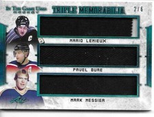 2020-21 Leaf ITG Used Hockey LEMIEUX / BURE / MESSIER Triple Memorabilia 2/6