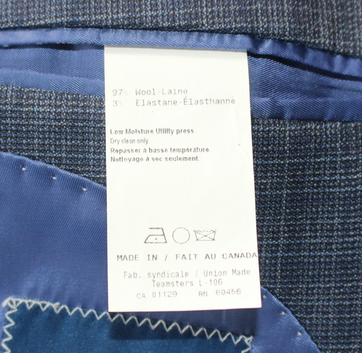 New Hart Schaffner Marx SUIT Men's 40 Reg 40R Blue Check NEW YORK FIT Guabello