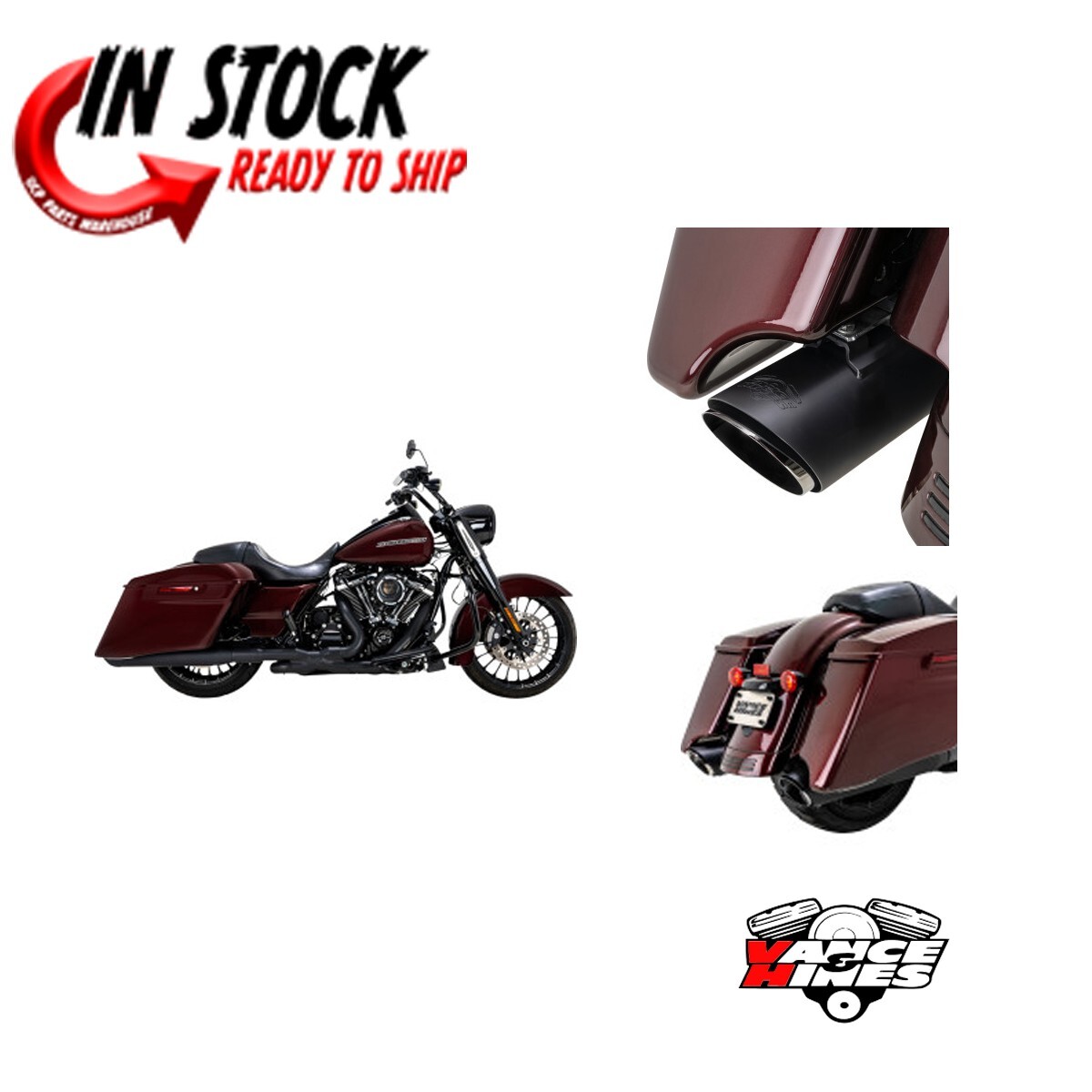 VANCE & HINES TWIN SLASH ROUND SLIPON MUFFLERS 2017-2023 HARLEY