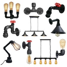 Vintage Wandleuchter Licht Metall Steampunk Wasserrohr E27 Wandhalterung Lampe