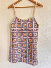 Zara Womens Sleeveless Crotched Mini Dress Tank Medium Bohemian Boho 70s 80s 90s