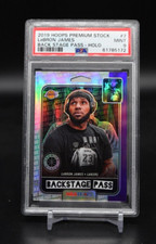 Lebron James 2019 Hoops Premium Stock Back Stage Pass HOLO Silver PSA 9 Lakers