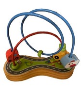 Hape Wooden Bead Maze Baby Skill Toy Train Car Plane .  Suction Cups Pre-owned