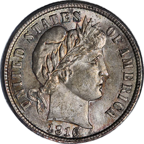 1916-P Barber Dime ANACS MS63 Superb Eye Appeal Strong Strike