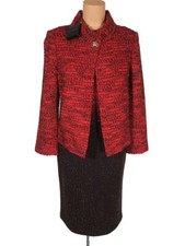 NWT ST. JOHN Knits Crimson Red Multi Tweed Jacket Blazer Dress Suit sz 4 3380