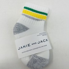 Janie and Jack Baby Boys 6-12 Months Athletic Striped Crew Socks in White/Gray