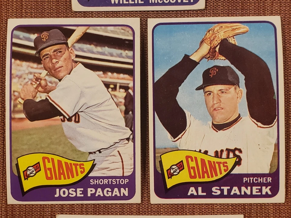 Tarjetas de béisbol 1965 Topps Giants Willie McCovey Al Stanek Jose Pagan TC con Mays Foto 3 de 4