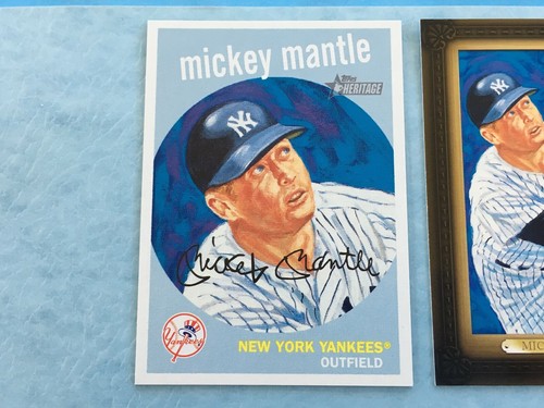 2008 Topps + Heritage Dick Perez Art #WMDP7 MICKEY MANTLE Lot x 2 | Yankees HOF - Picture 3 of 6