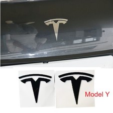 For Tesla 2PCS Model Y rear& front Emblems dual motor plastic LOGO gloss black