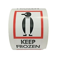 3x4 Keep Frozen Labels w/ Penguin Icon Food Packaging Shipping 500 Stickers