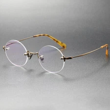 Titanium Rimless Reading Eyeglass Frames Women Glasses Frame 43mm Men Round