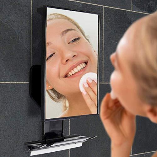 Deluxe Larger Fogless Shower Shaving Mirror With Squeegee Large Black 