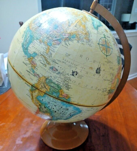 Vintage Replogle Globe World Classic Serie 12 Zoll bronzefarbene Metallbasis - Bild 1 von 3