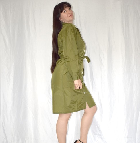 Raschelige NYLON Kittelschürze* S (38) * Frisör DDR Retro Vintage Kleid * Arzt - Bild 3 von 5