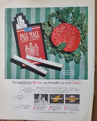 1960 Pall Mall Cigarettes tomato fruit art vintage ad