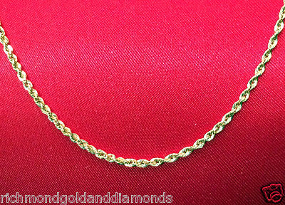 BRANDNEU Herren Damen 10k Gelbgold Halskette Hohlseil Kette 1,5 mm 16 Zoll
