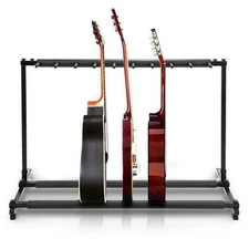 Pyle 9-Space Foldable Guitar Rack Stand - Multi-Instrument Floorstand - Black