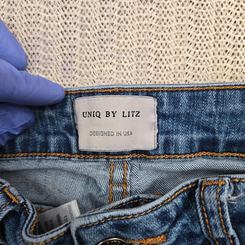 Uniq by Litz Jeans Womens 26 Blue High Rise Flare Bell Bottom Denim 26x29 - Picture 6 of 12