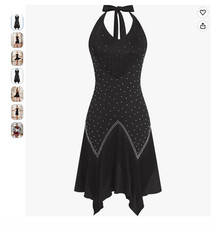 Rhinestone Fringe Latin Dance Dress for Women Tassel Halter Flapper Dress SIZE M