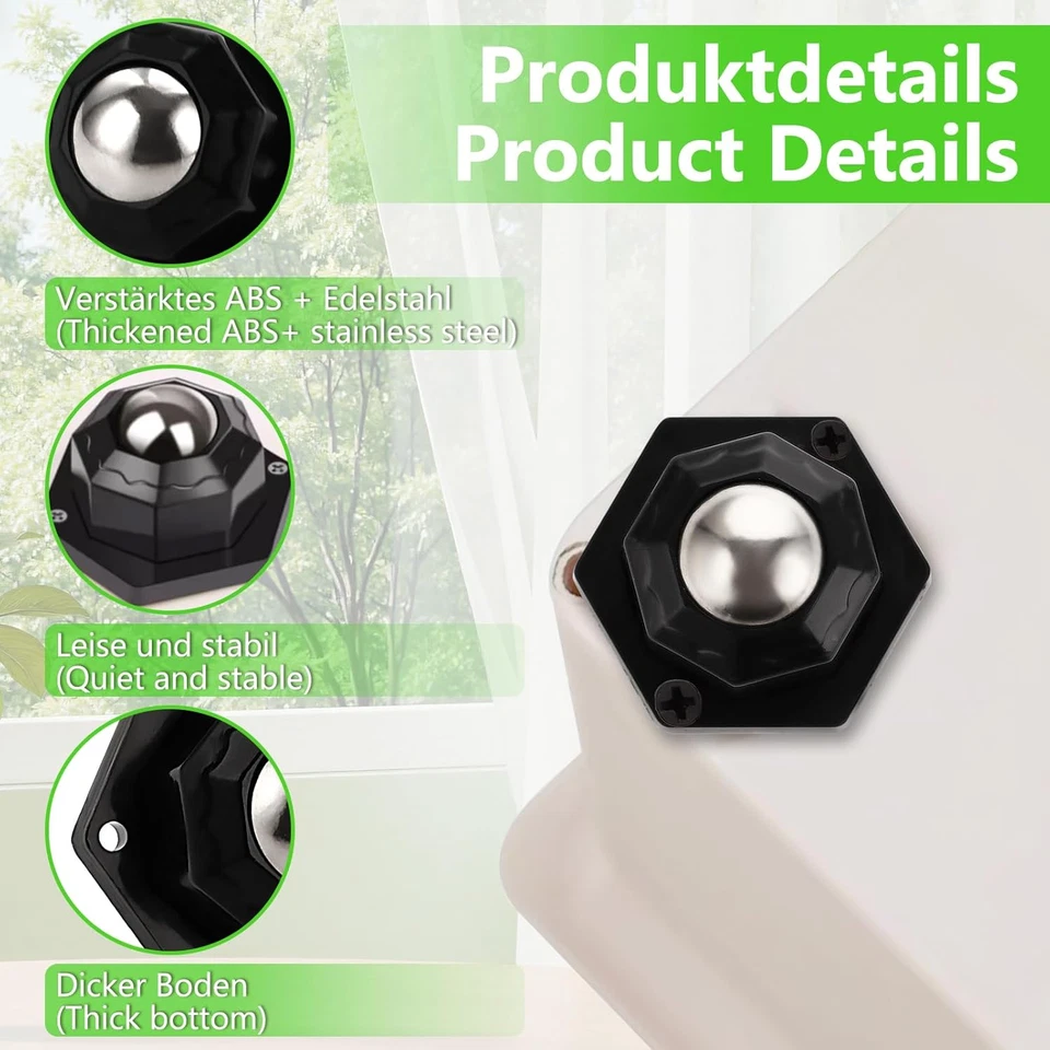 24 Stück Kugelrollen für Möbel 360° Drehbar 200kg+ - Bild 3 von 4