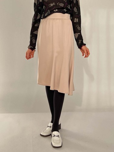 Vintage Thierry Mugler Paris Draped Flared Wool Skirt Champagne Fits Waist 25” - Picture 11 of 16