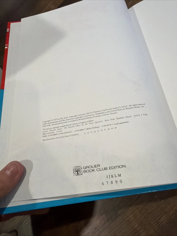 On Beyond Zebra! By Dr. Seuss 1955 / 1983 Grolier Book Club Edition Hardcover Foto 3 de 4