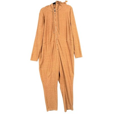 Yitty Pet Me Kitty Heart Pocket One-Piece Jumpsuit Hooded Womens Size 4X Brown 