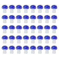 0.5" x 0.4" Cute Mushroom Beads, 40 Pcs Small Glass Beads, Dark Blue