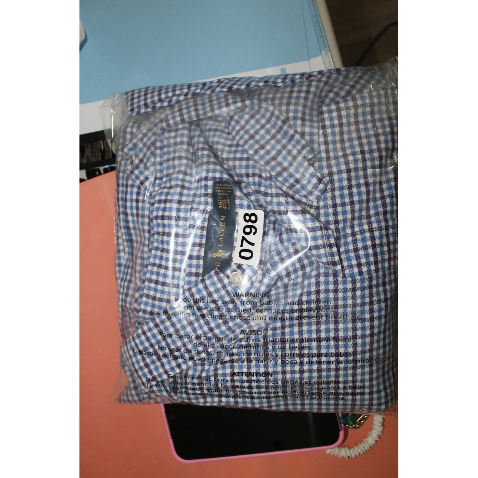Polo Ralph Lauren Mens 4XLT Blue Gingham Check Long Sleeve Button Down Shirt image 6