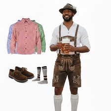 Mens Handmade Bavarian Lederhosen: Outfit for Men-Oktoberfest Traditional German