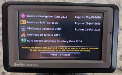 Garmin Aera 500 510 550 560 660 760 796 Current 2026 Databases Update Service