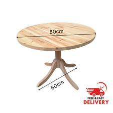 Kitchen Dining Table Round Wooden Dining Table With Curved Trestle Legs 4-person