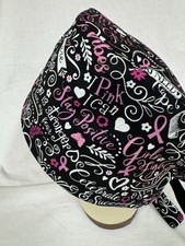 Men/Women Surgical Scrub Cap Lined Breast Cancer Awareness  100 Cotton