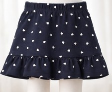 H M Girls Skirt Navy Color Hearted Pattern Size 4-6Y Flounced jersey Skirt