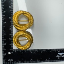Vintage Gold Tone Double Circle Rope Twist Belt Buckle Accessory