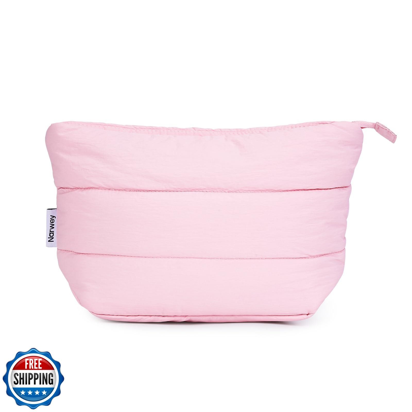Narwey Puffy Makeup Bag for Travel - Cute Puffer Cosmetic Organizer for Women & Girls