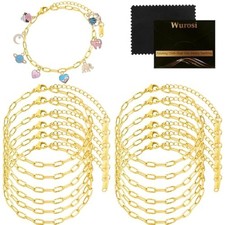 12pcs 18k gold plated embossed bracelet chains 6.3inch gold charm brac