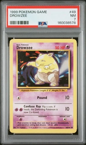 1999 POKEMON BASE SET UNLIMITED #49 DROWZEE PSA 7