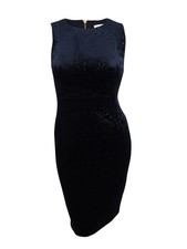 Calvin Klein Women's Burnout Velvet Sheath Dress (10, Black)