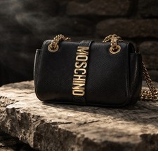 Borsa Donna Moschino Nera Con Catena Dorata
