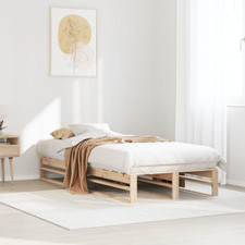 Bed frame Natural pine 90x200 cm Solid wood low slatted platform base untreated