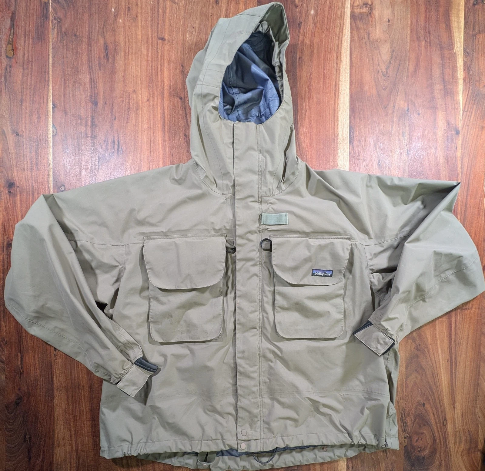 Patagonia SST Wading Jacket XXL Olive Green Fly Fishing Shell Hooded Rare Size