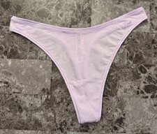 NWT VICTORIA'S SECRET PINK M LAVENDER PURPLE COTTON BLEND HIGH LEG THONG PANTIES