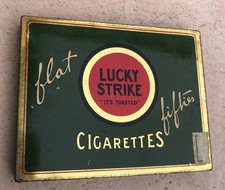 BOITE MÉTALLIQUE LUCKY STRIKE US WW2 TABAC BOX CIGARETTE VIDE !
