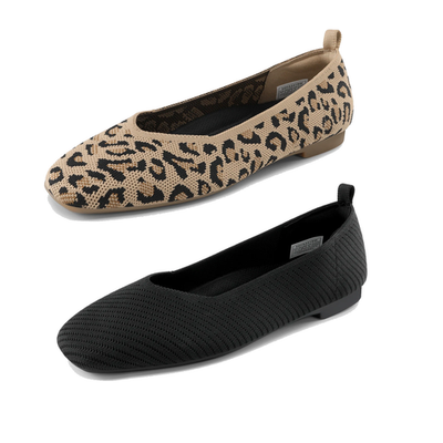 #ad Women Lightweight Slip On Flat Shoes Square Toe Knit Flat Dress Shoes $10.99